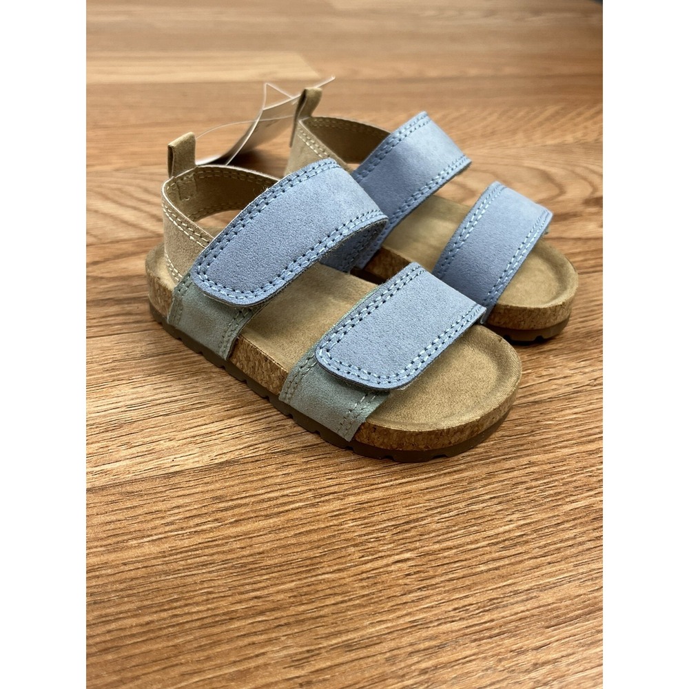 H&M Toddler Blue Sandals Size 4-5 Unisex Faux Suede Hook n Loop Closure NEW